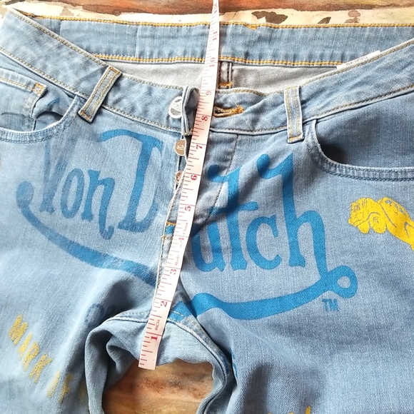 VON DUTCH Rare Ltd Ed 224/300 MOTO Collect Button Low Rise Luxury FLARE Jeans 28 - Picture 10 of 16